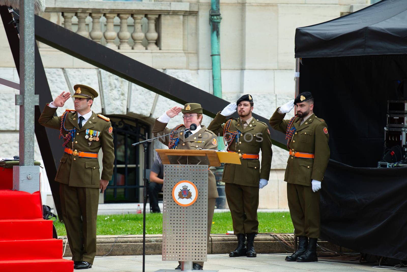 National Day Luxembourg, celebration of the Grand Duke´s birthday, military parade with luxembourgish army, police, fire department, rescue service and armed forced, Luxembourg city, 23.06.2024