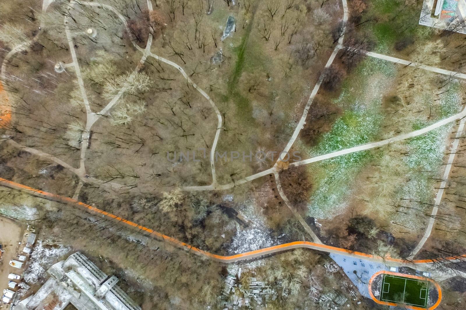 Top view of the city of Moscow, buildings and roads and other infrastructure of the city. Cityscape view from above.