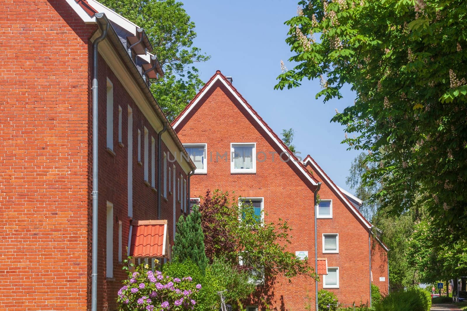 Modern brick residential building, Leer, East Frisia, Lower Saxony, Germany