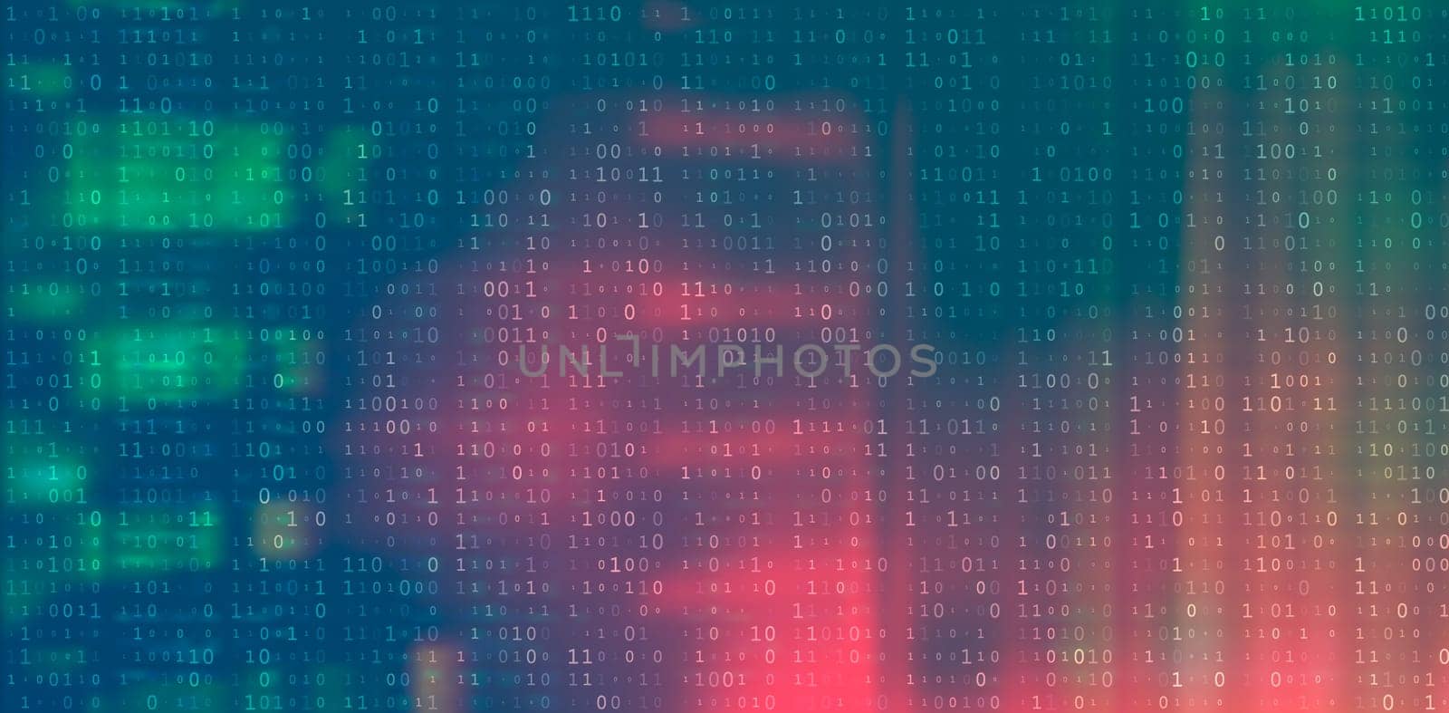 Digital Binary Code on Dark Red. Data Breach Concept