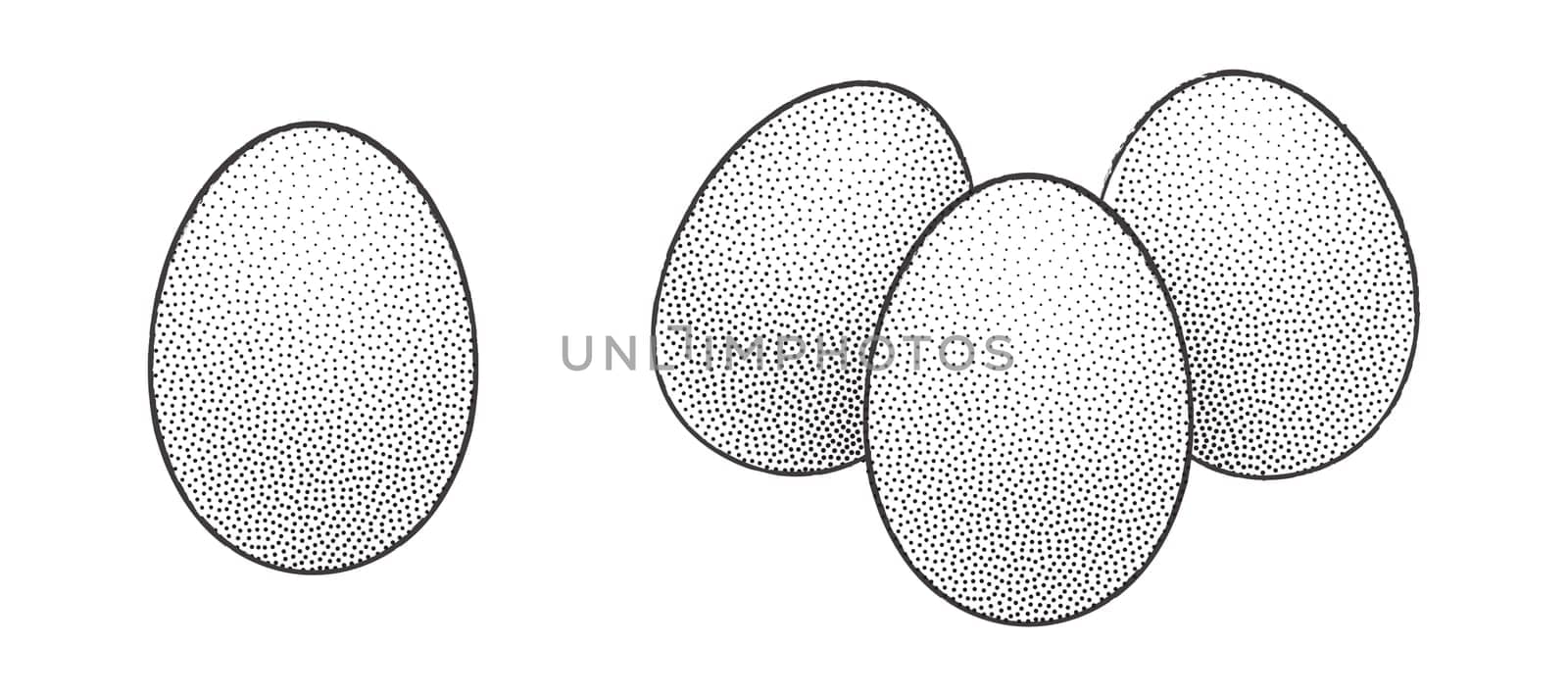 Dotwork Halftone 3D Egg. Easter Illustration