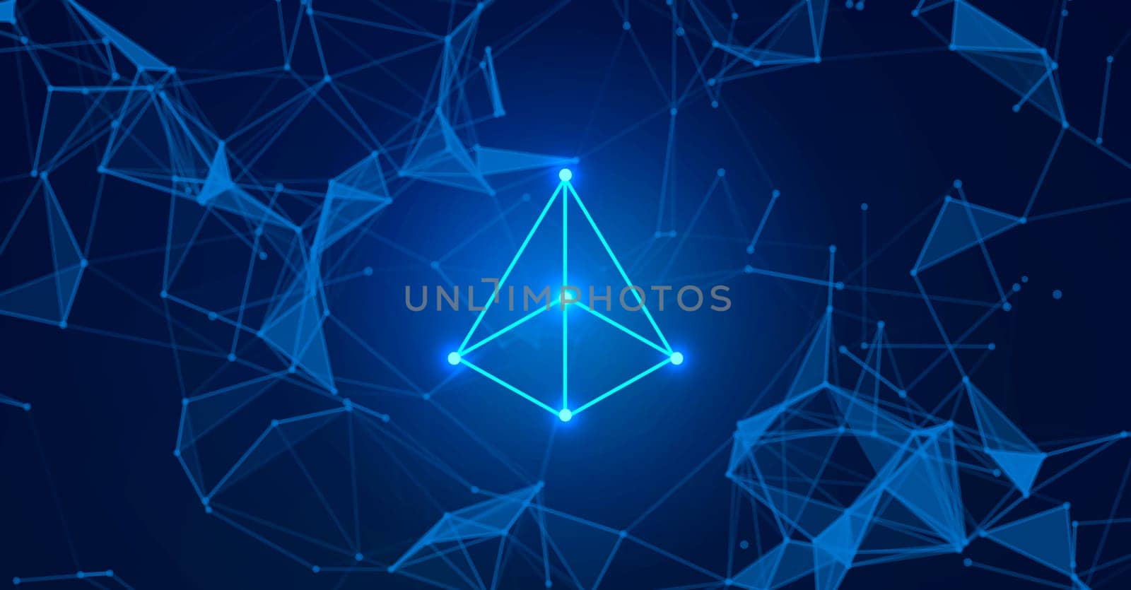 Abstract digital technology background with polygonal shapes, connecting dots and lines. Connection structure