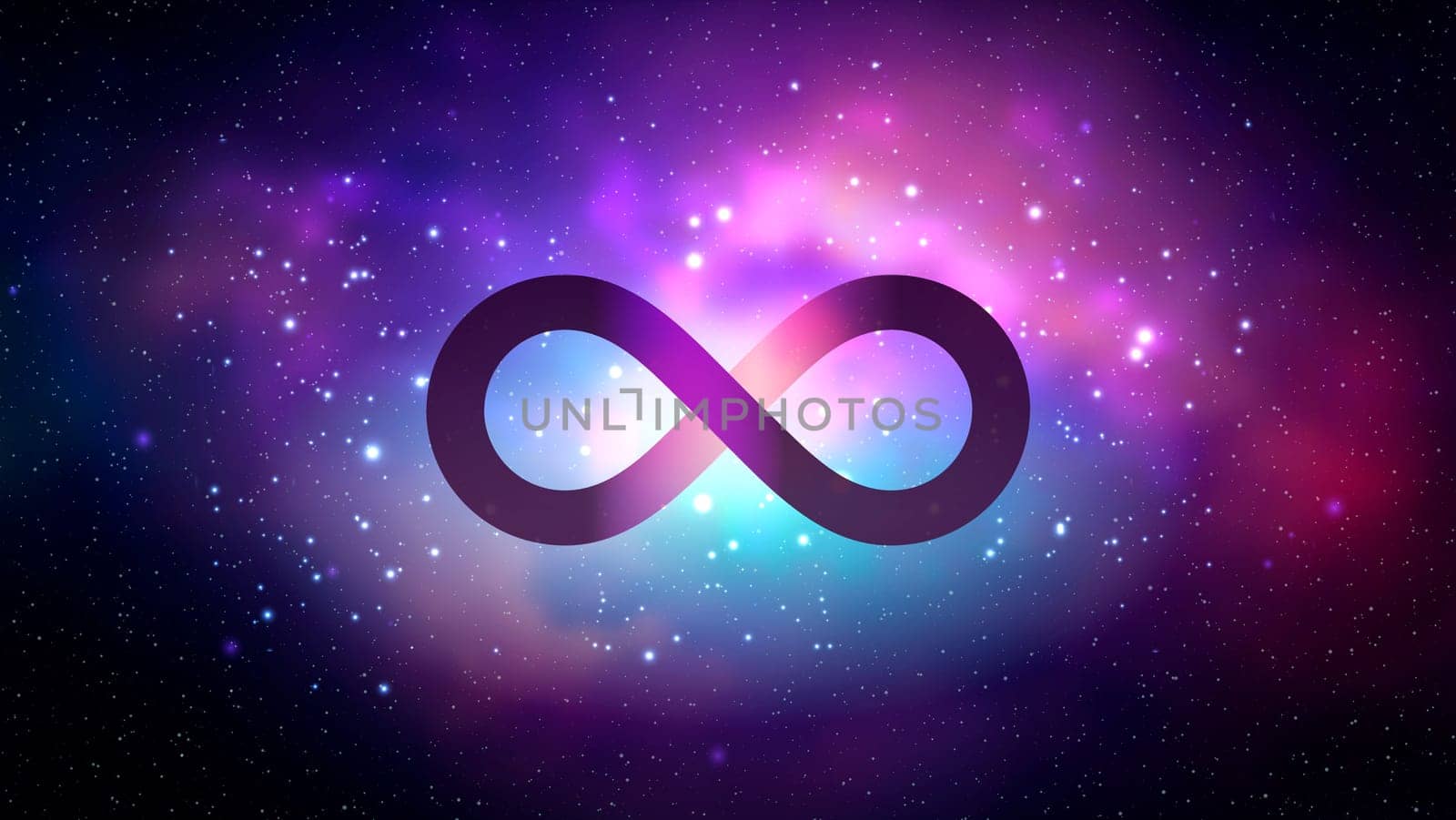 Infinity symbol on space background. Mystical illustration