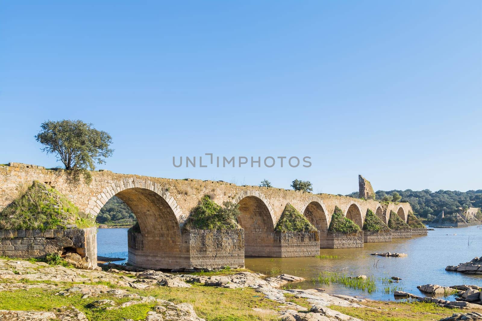 Ajuda bridge over the Guadiana river between Elvas, Portugal and Olivenza, Spain.
