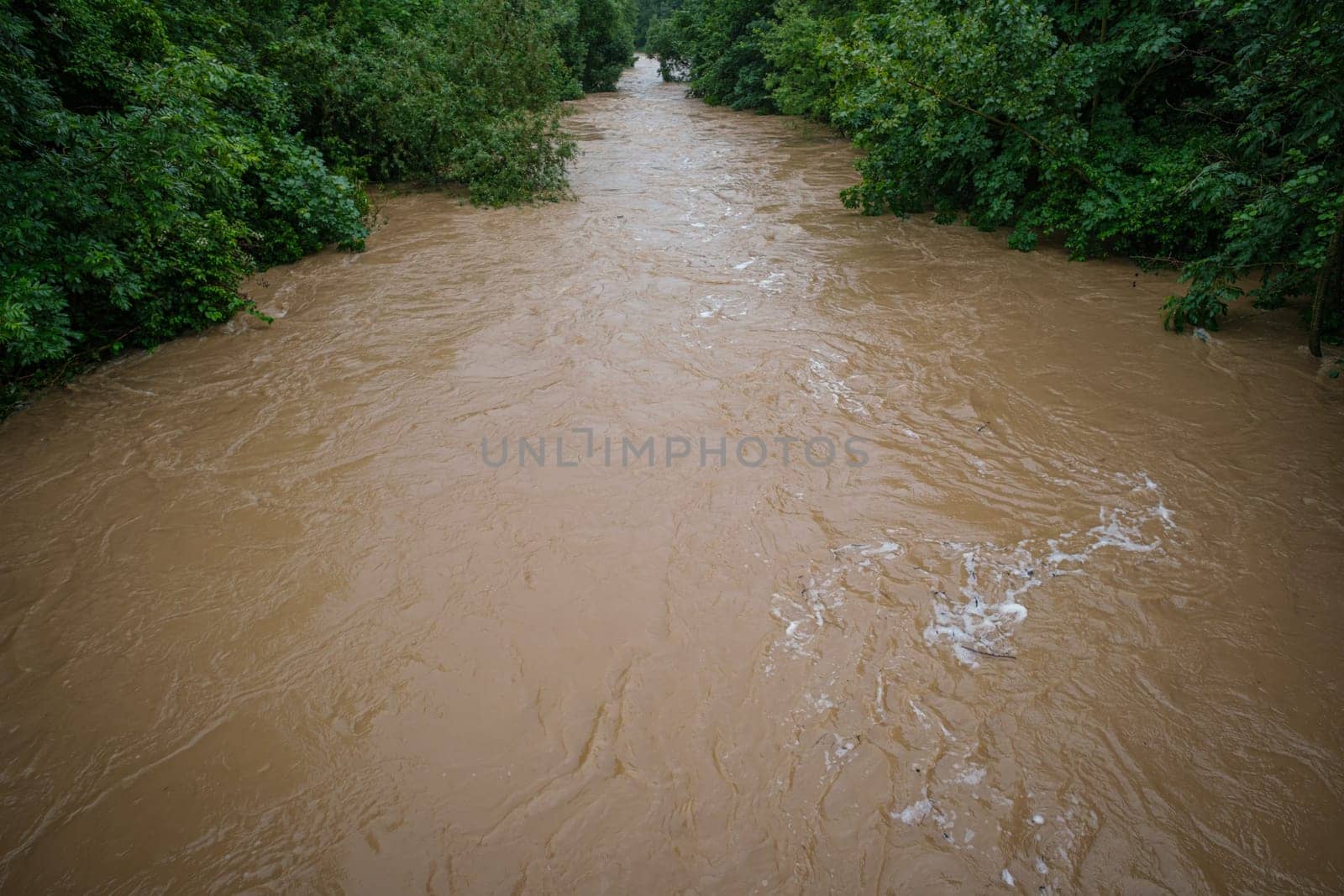 High water in the river rems in Germany landscape