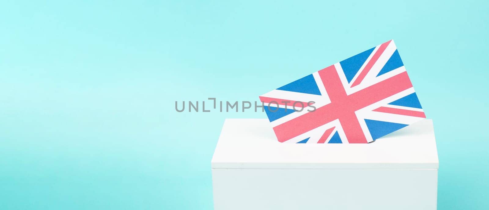 United kingdom general election, ballot box, flag of UK, citizens of Great Britain and Northern Ireland voting Members of Parliament to the House of Commons