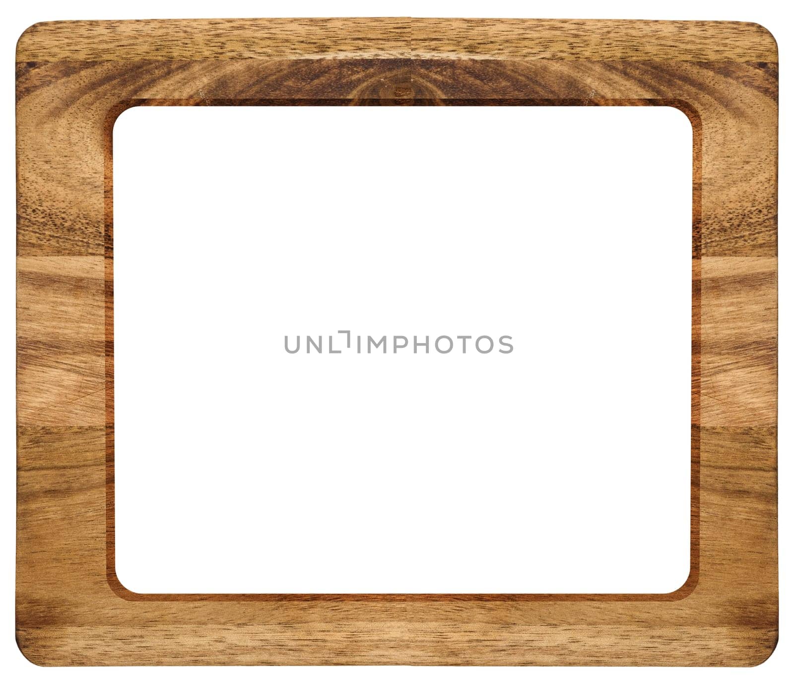 Blank wall hanging square wooden picture and photo frame, isolated background