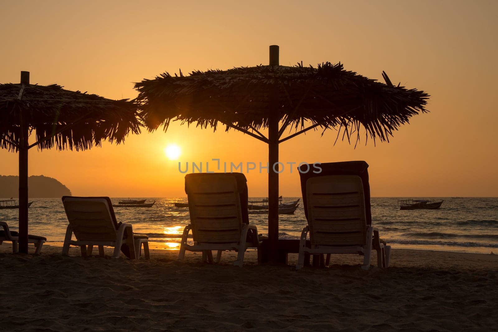 Sunset at Ngapali Beach Resort in Rakhine State in Myanmar (Burma).