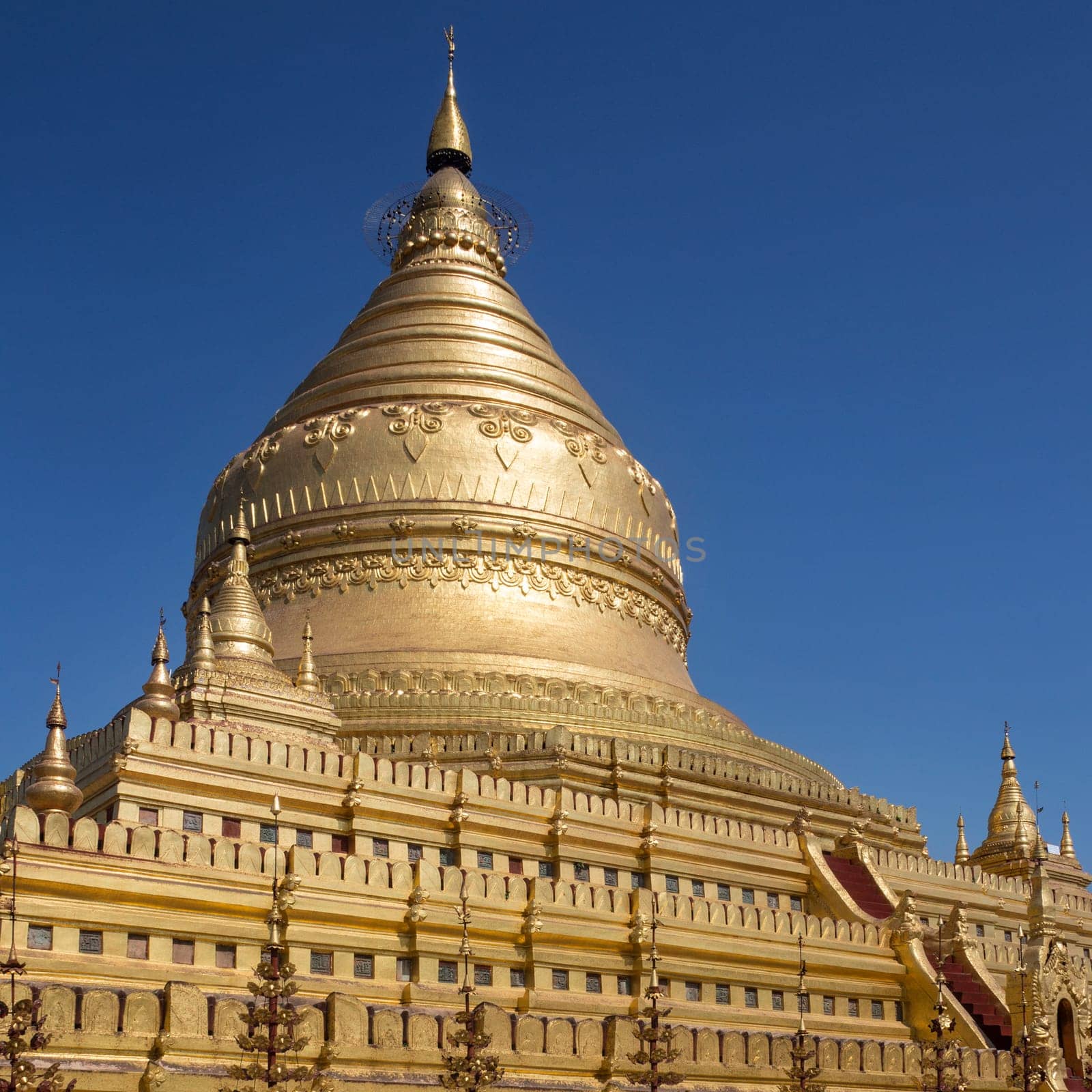 The Shwezigon Pagoda in the ancient city of Bagan in Myanmar (Burma).