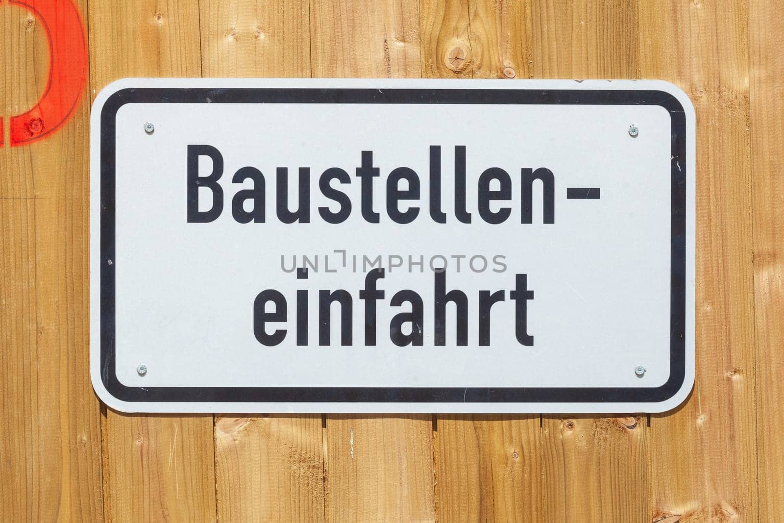 Construction site entrance sign, Germany