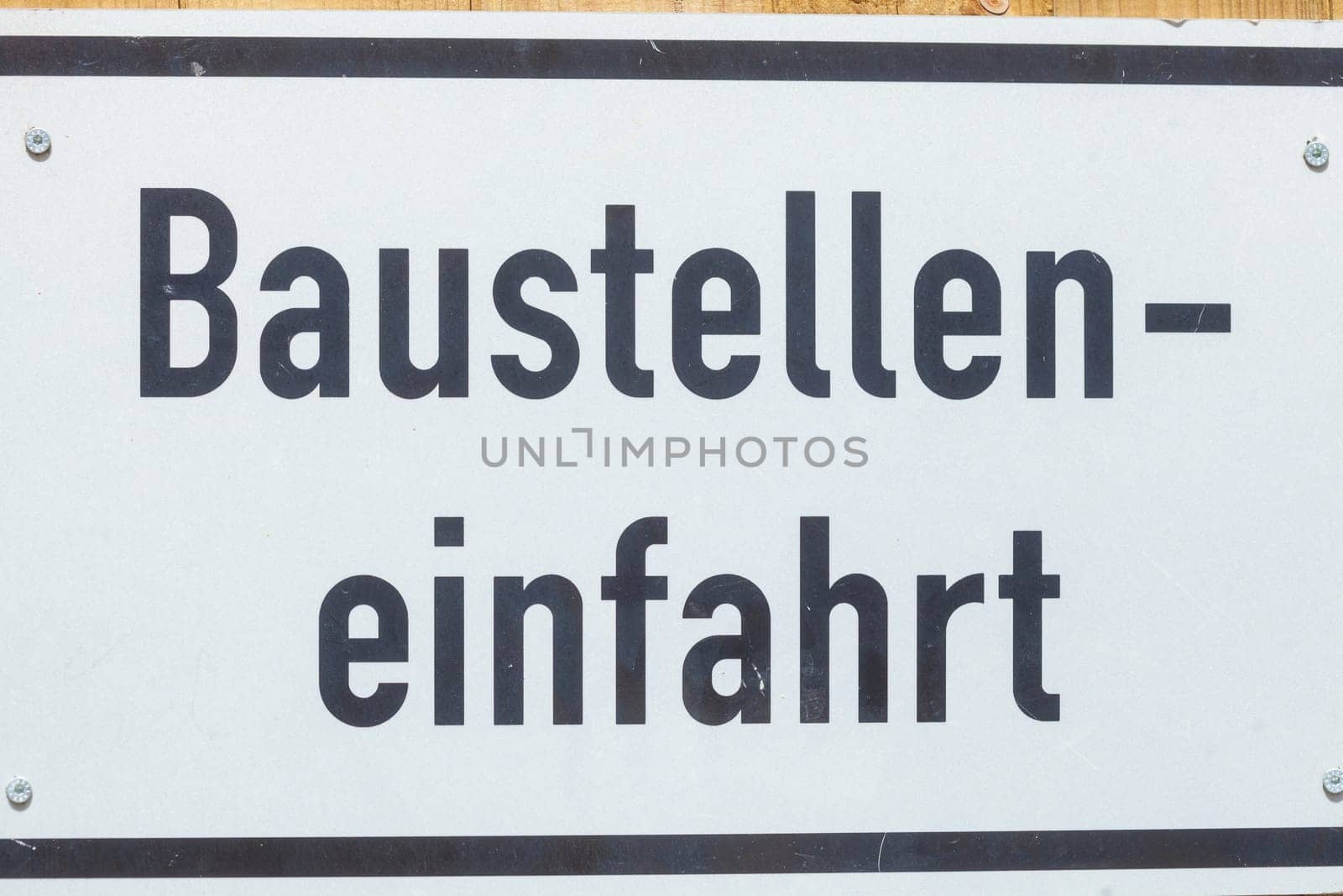 Construction site entrance sign, Germany