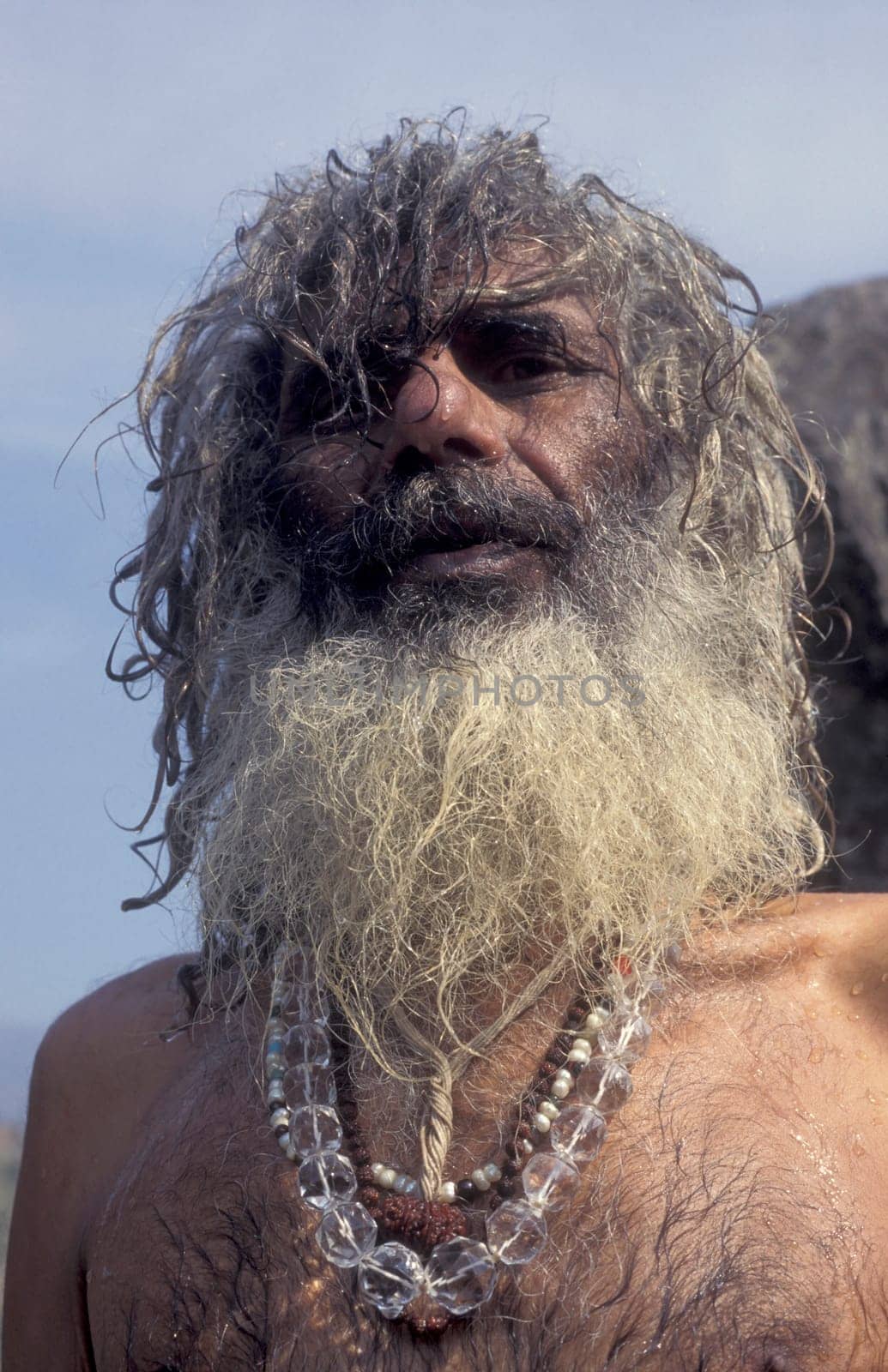 a Holy men and Street Sadhus at the Holy Ganges River in the city of Rishikesh in the Province Uttarakhand in India.  India, Rishikesh, February, 1998