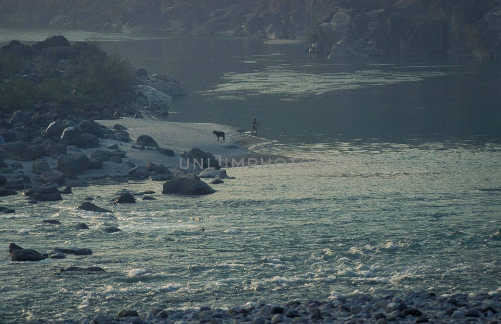 a Holy men and Street Sadhus at the Holy Ganges River in the city of Rishikesh in the Province Uttarakhand in India.  India, Rishikesh, February, 1998