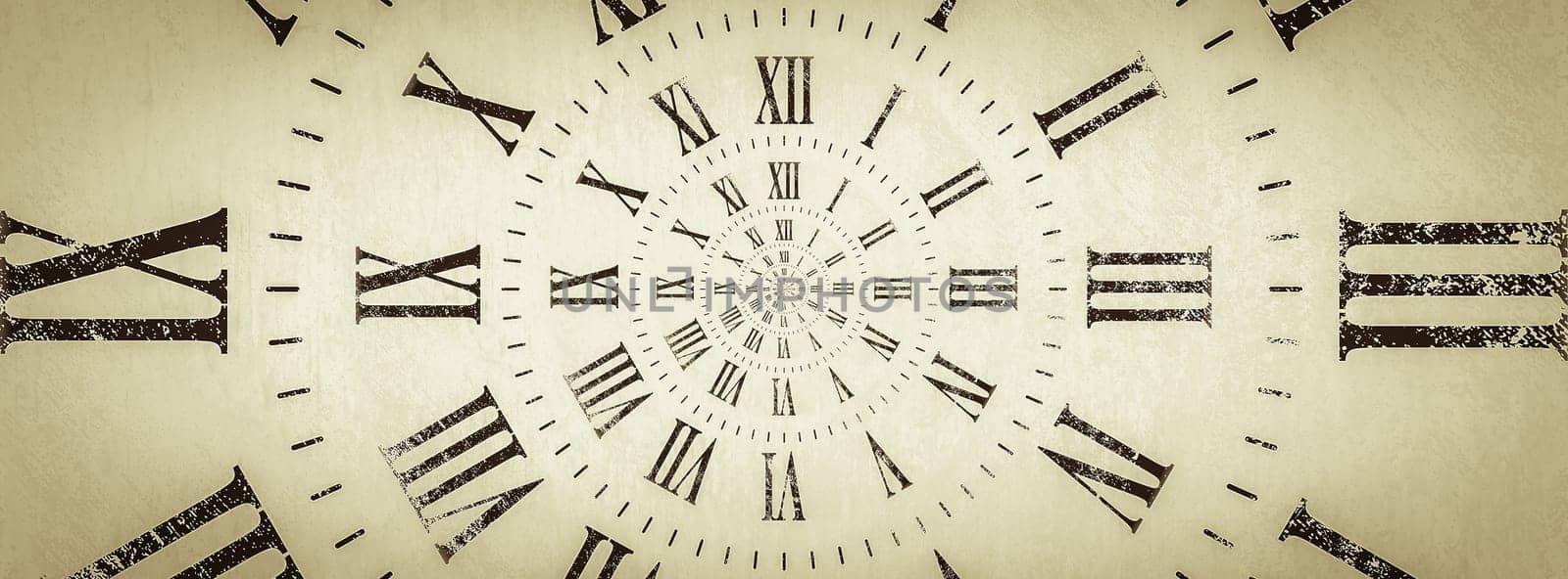 Time background. Concept of hypnosis, past, future. Round spiral, droste geometric graphic.