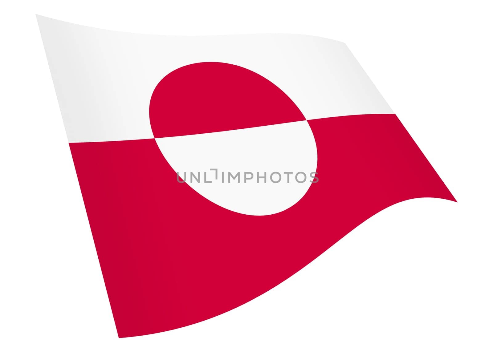 A Greenland waving flag 3d illustration isolated on white with clipping path