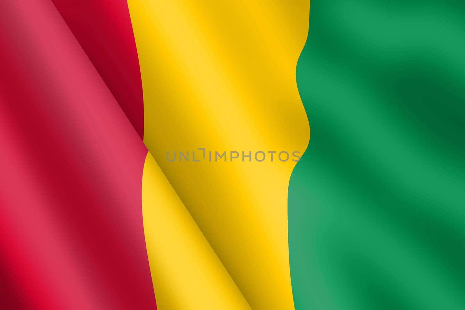 A Guinea waving flag 3d illustration wind ripple