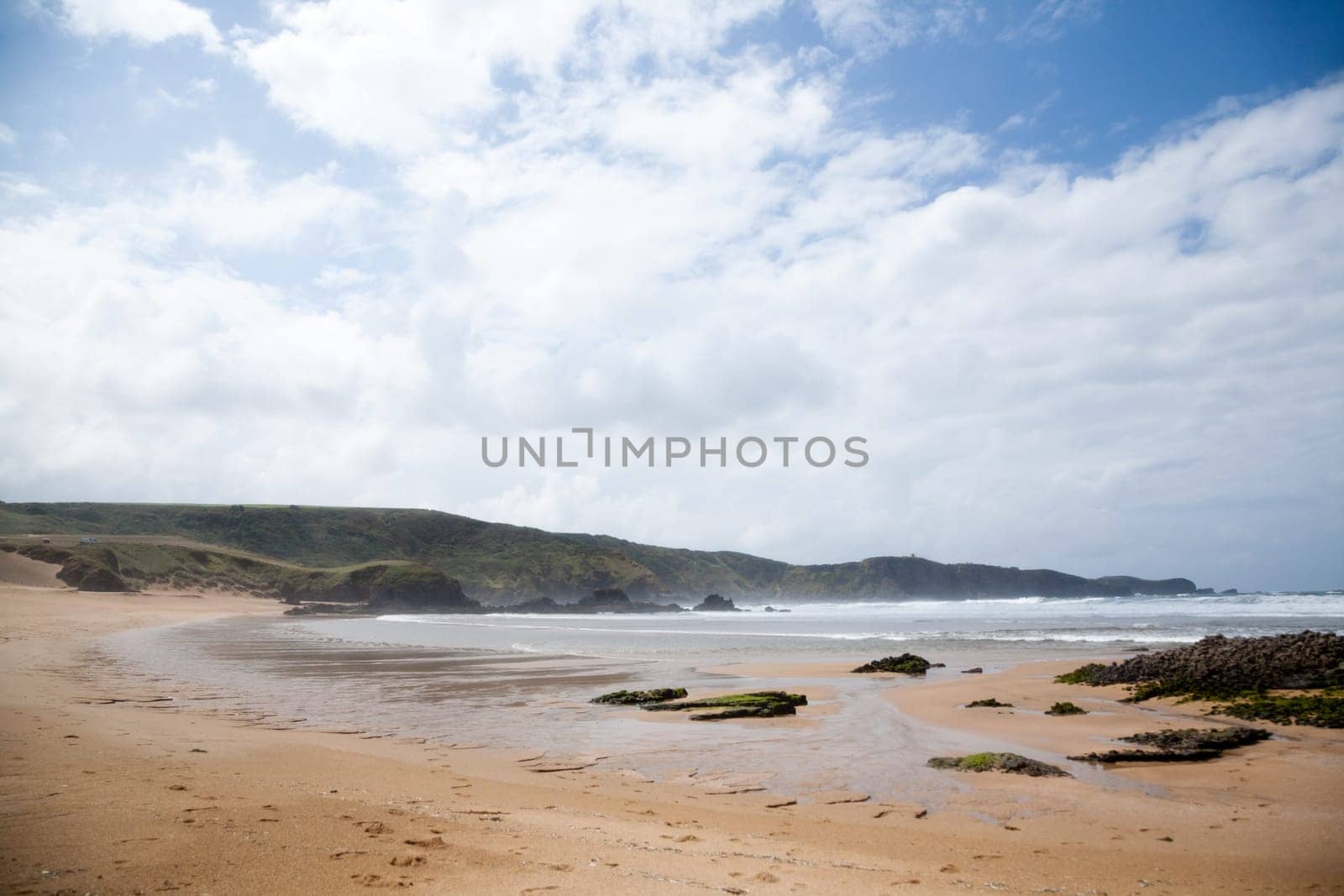 Verdicio beach view. Asturias coastline panorama, Spain. Spanish landscape