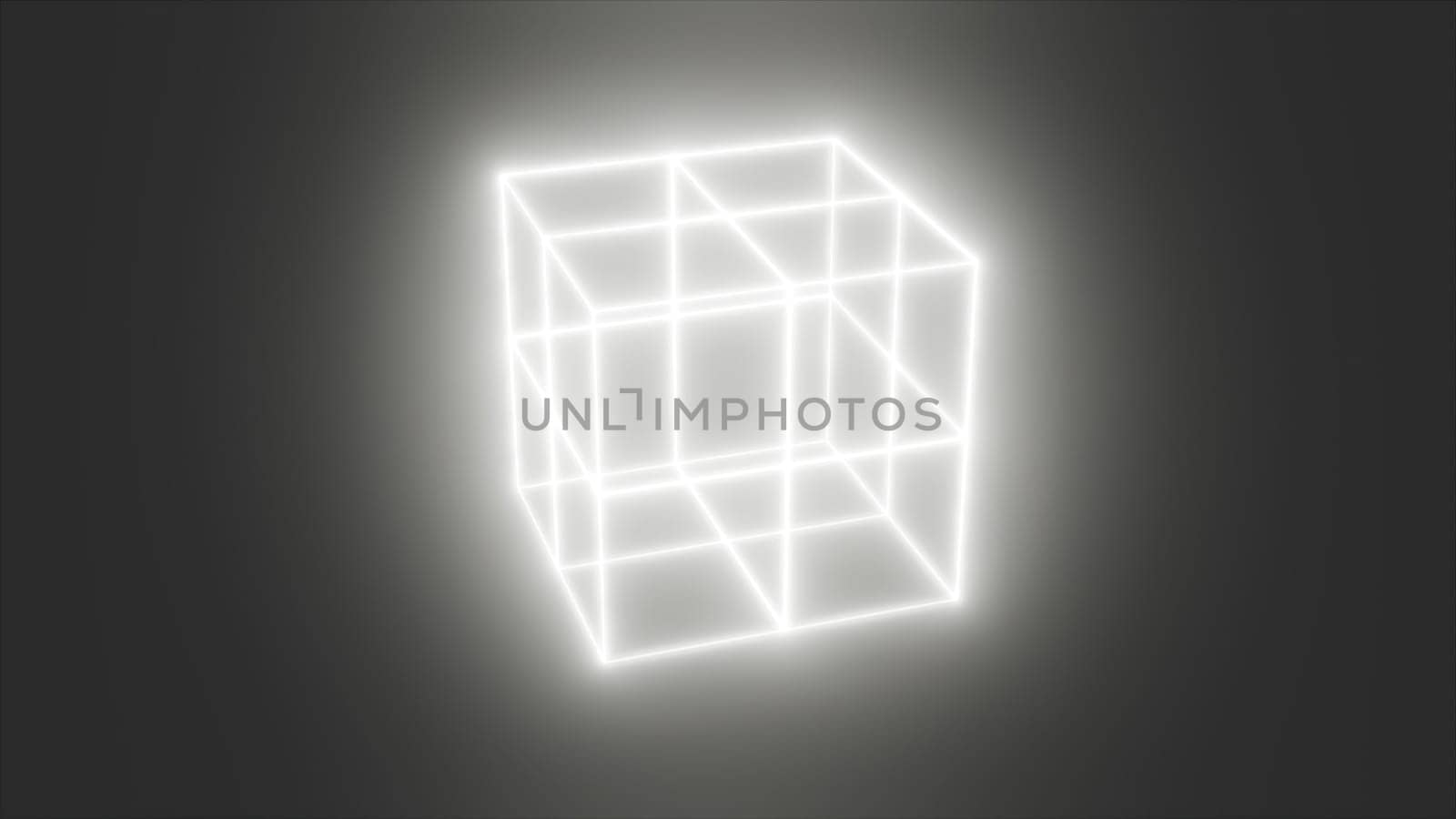 Grid white cube. Computer generated 3d render