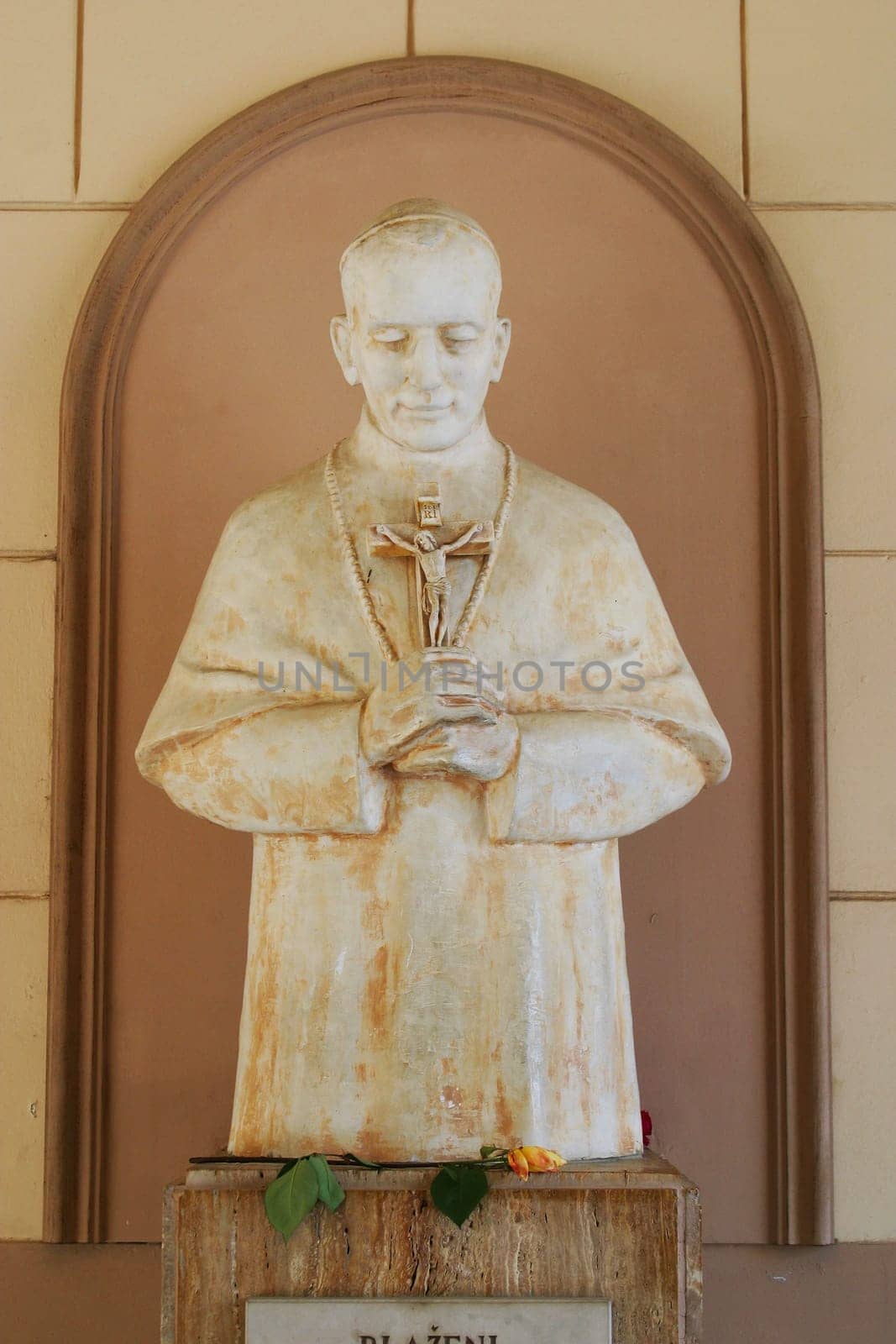 Statue of Blessed Aloysius Stepinac, basilica Assumption of the Virgin Mary in Marija Bistrica, Croatia