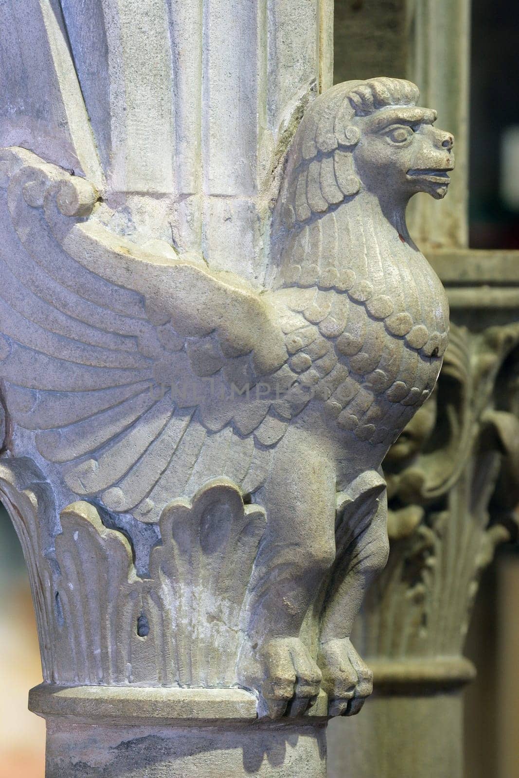 Detail of the pulpit in the parish church of St. Mark in Korcula, Croatia