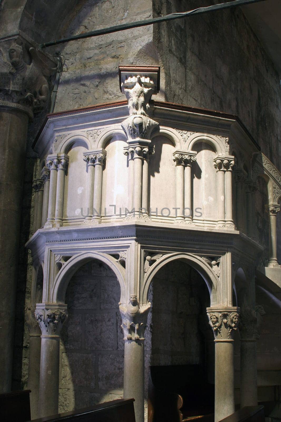 Pulpit in Saint Mark Church in Korcula, Korcula island, Croatia