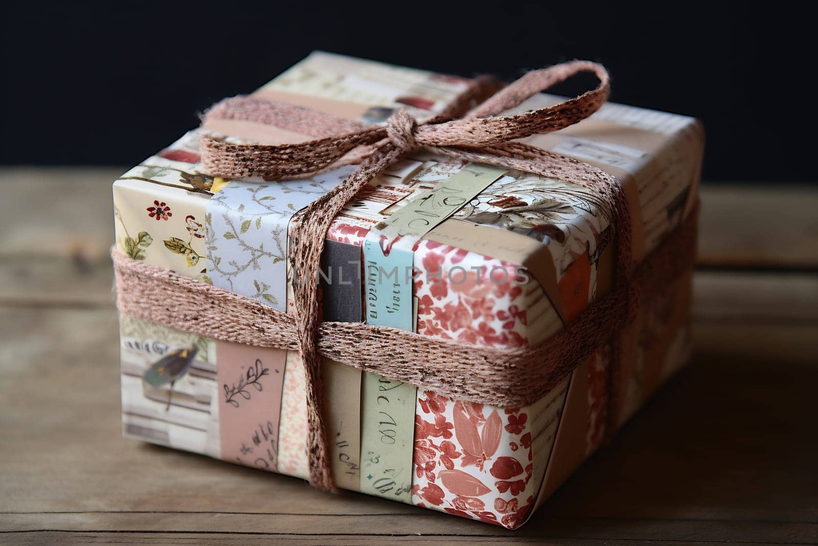A wrapped gift box with a bow on top of it, against a plain background.