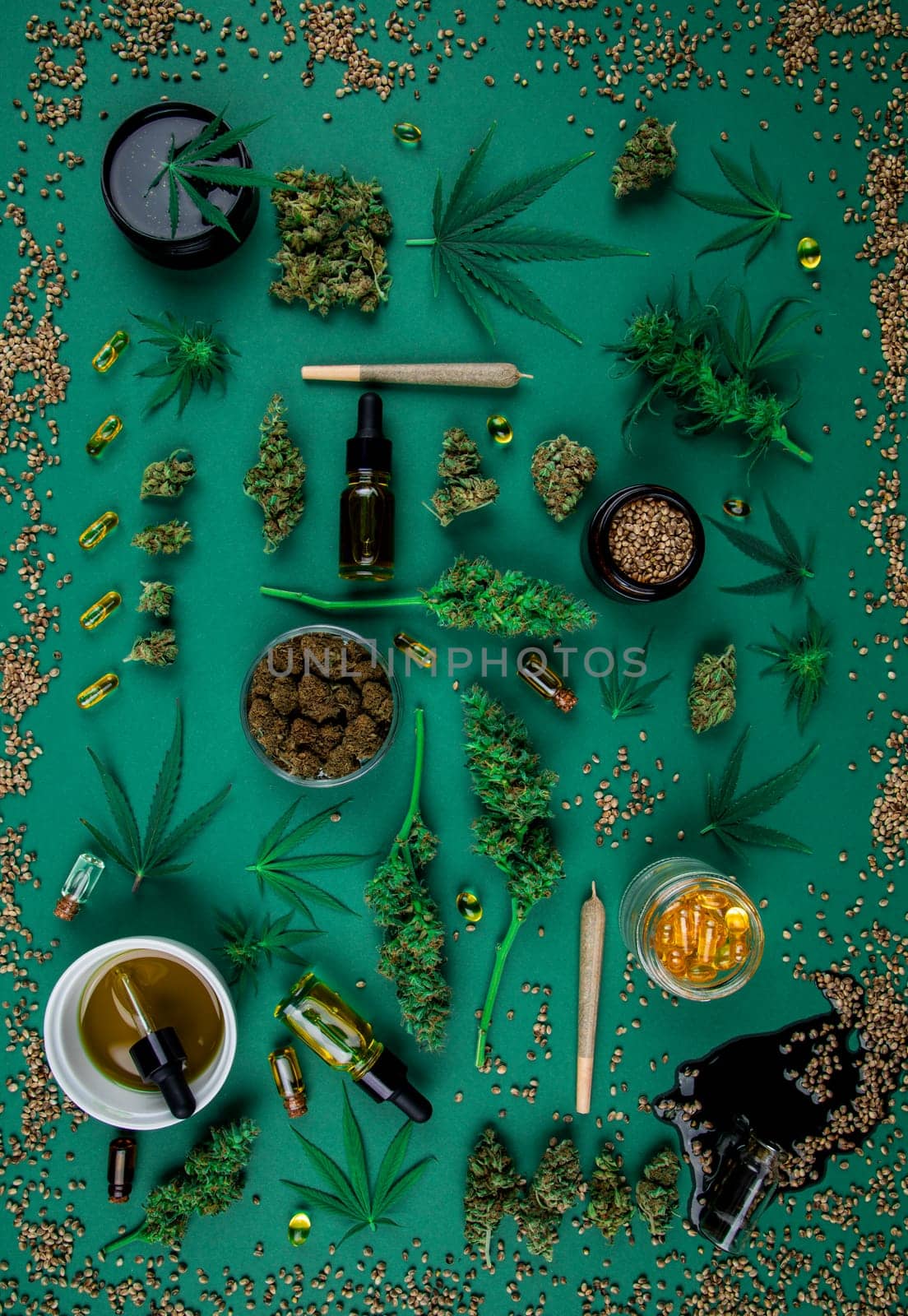 Marijuana and cannabis buds, cbd concept