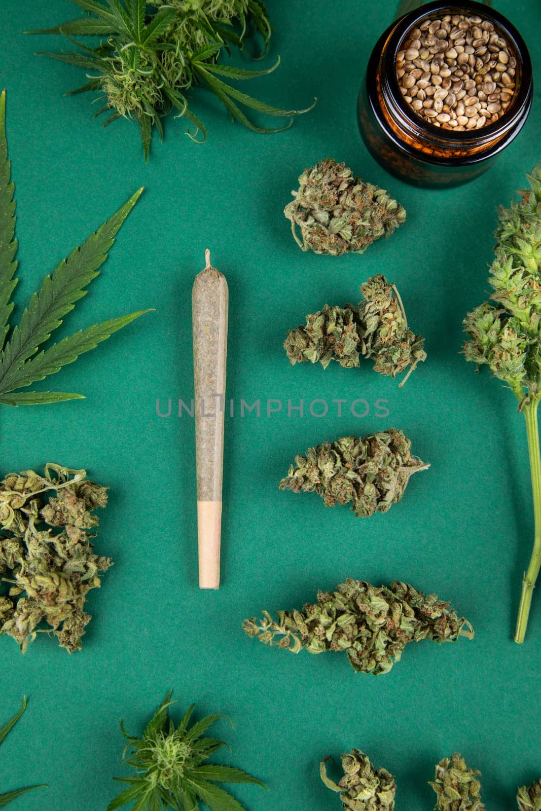 Blunt, Marijuana buds with cannabis leaves, cbd