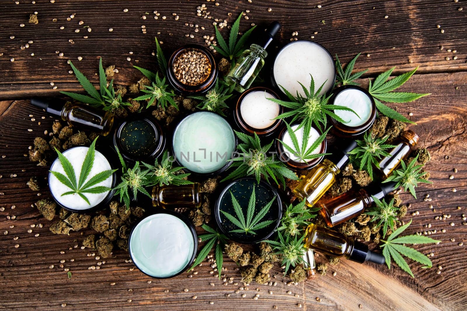 Cosmetics hemp, medical marijuana concept