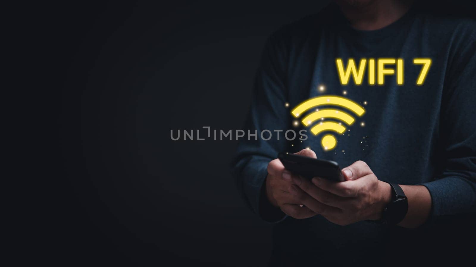 Digital technology signal internet wifi7 data network communications.