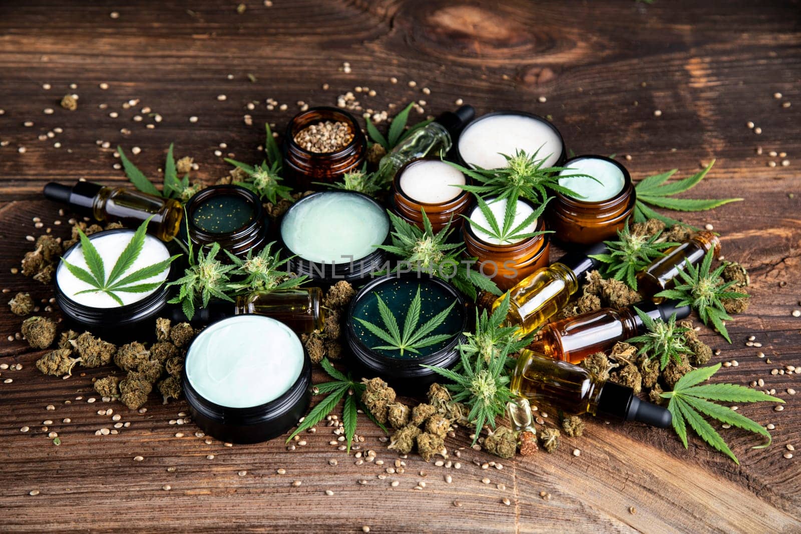 Cosmetics cbd, Hemp products, medical cannabis concept