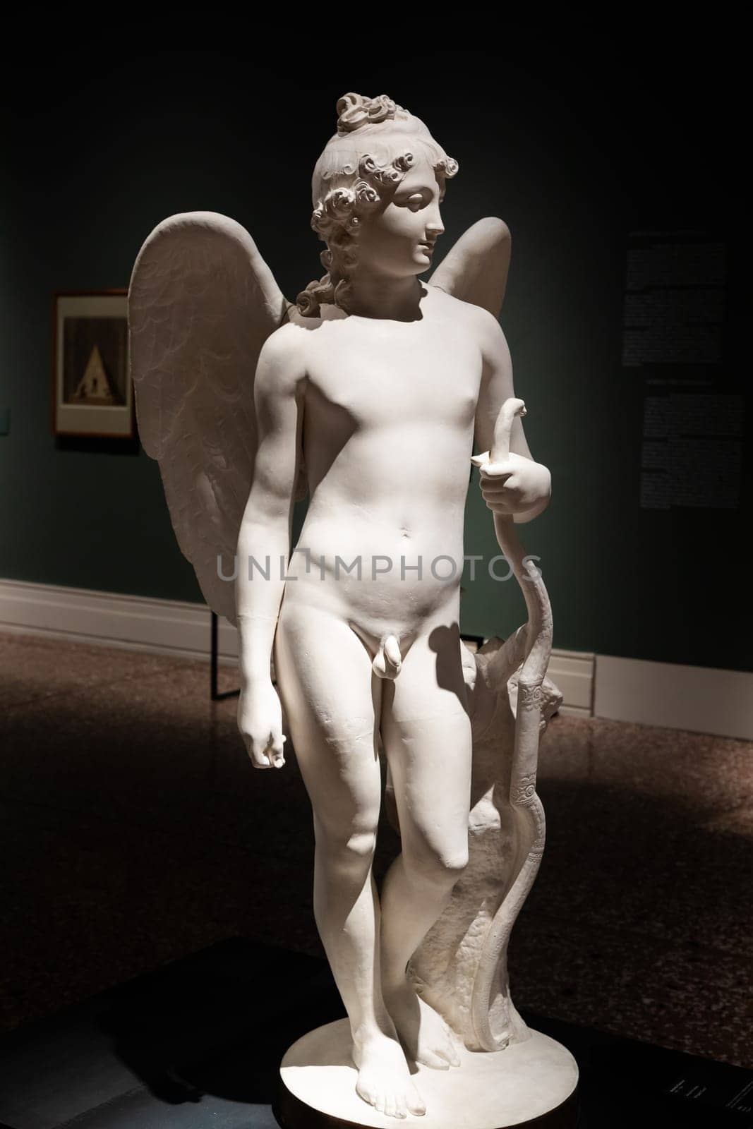 Bassano del Grappa, Italy - 22 December 2023. Winged Cupid by sculptor Antonio Canova, 1795, plaster