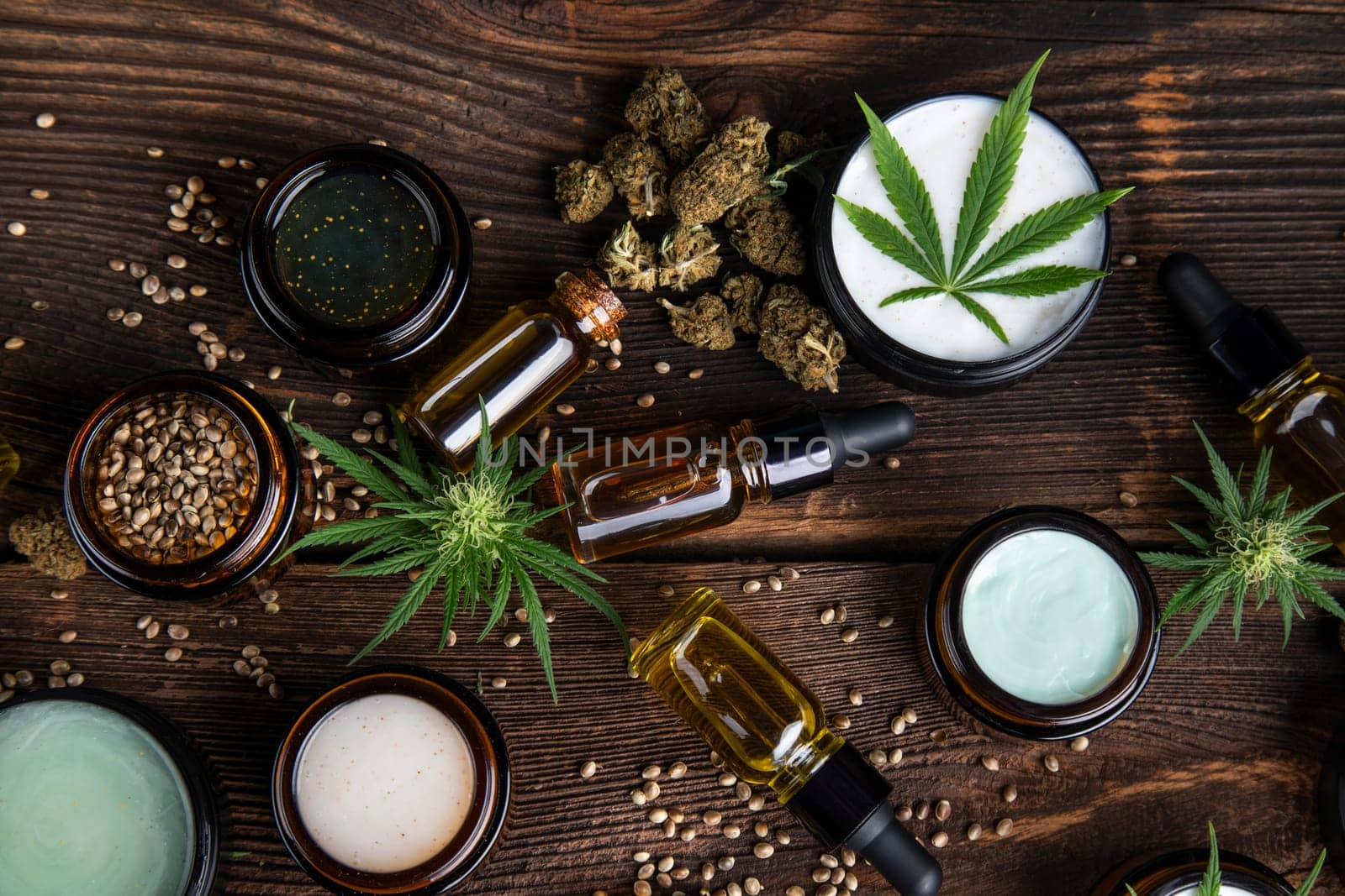 Cannabis cosmetics oil and medical marijuana