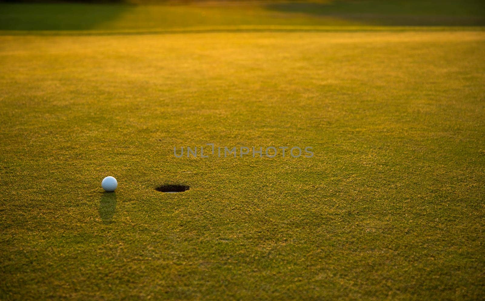 Golf course with ball and grass