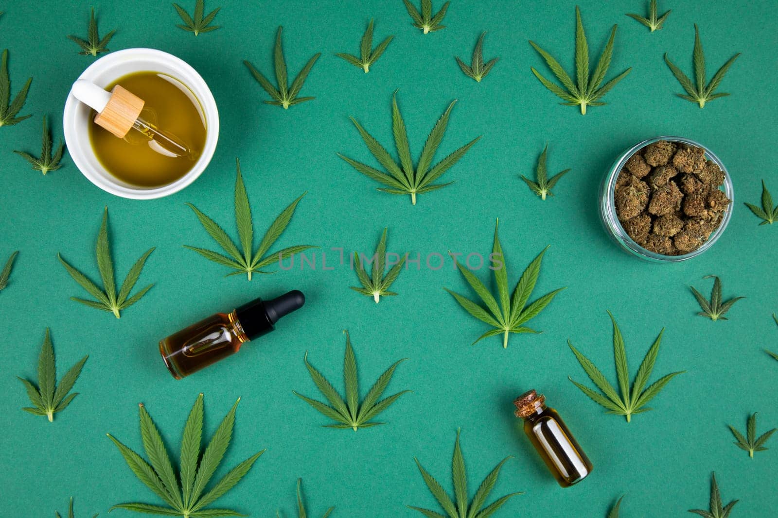 Marijuana and cannabis buds, cbd concept
