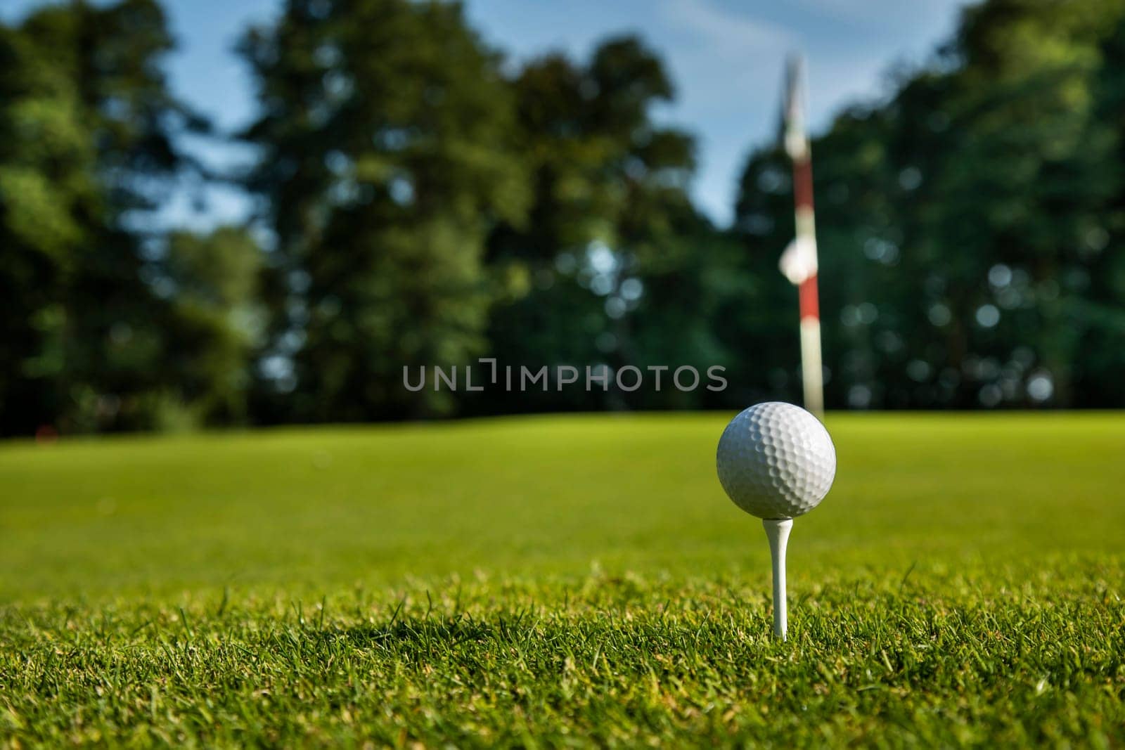 Golf course with ball and grass