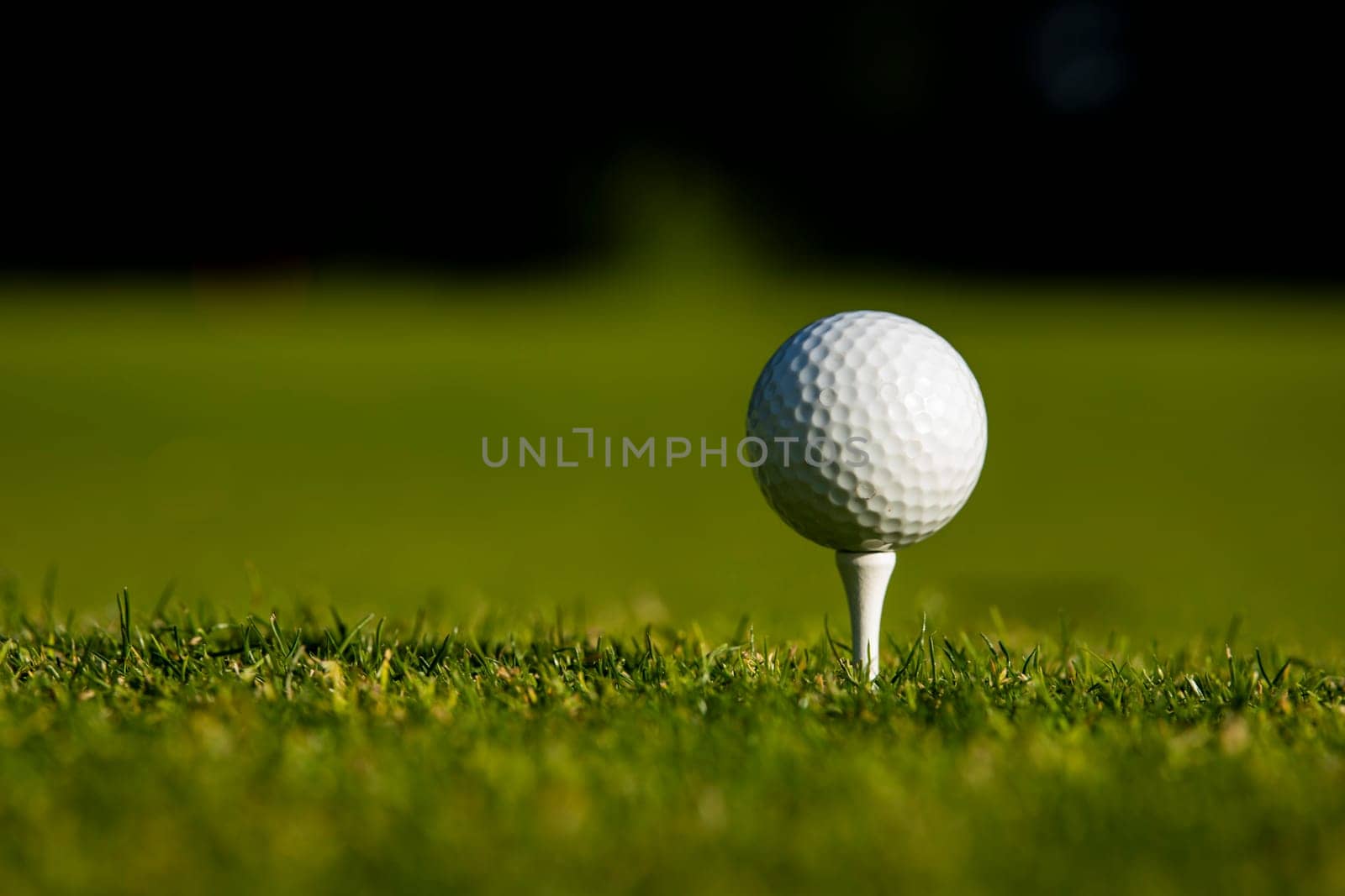 Golf course with ball and grass