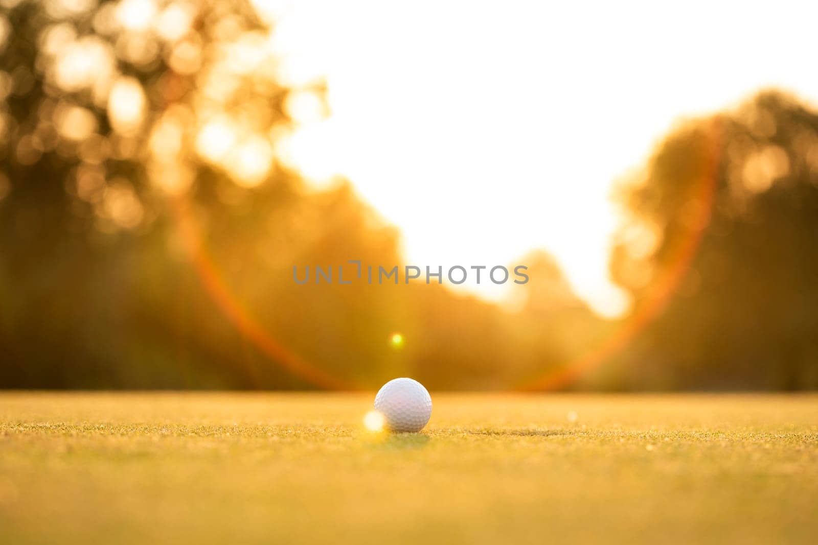 Golf ball, course on a sunny day