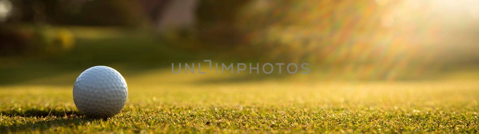 Close up of golf ball on green grass, Sport and lifestyle