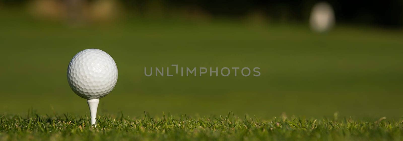 Golf course with ball and grass
