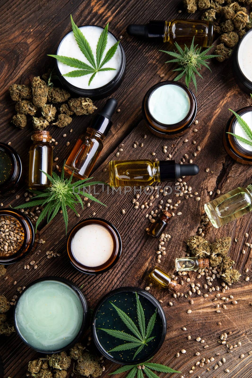 Cosmetics hemp, medical marijuana concept