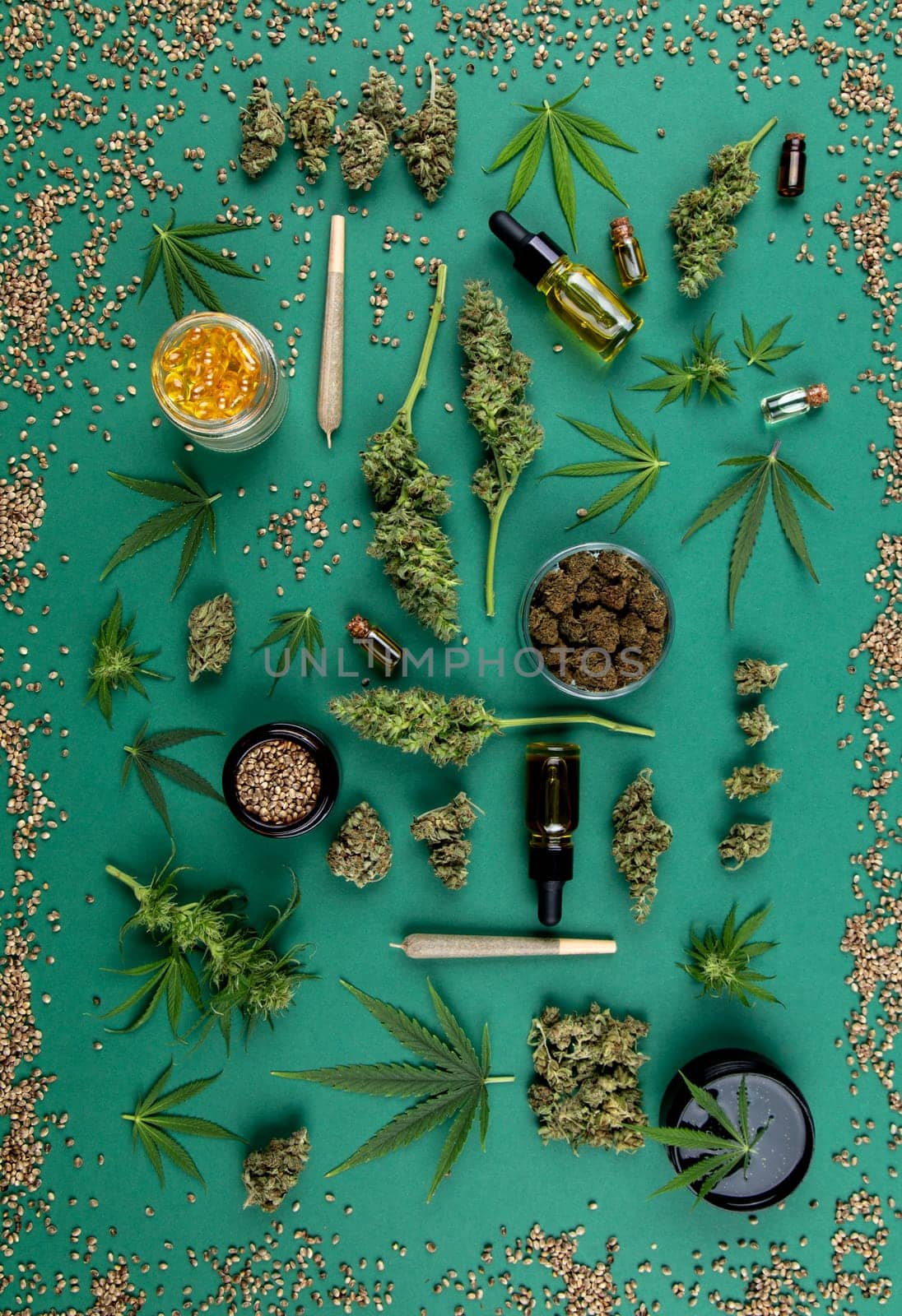 Marijuana and cannabis buds, cbd concept