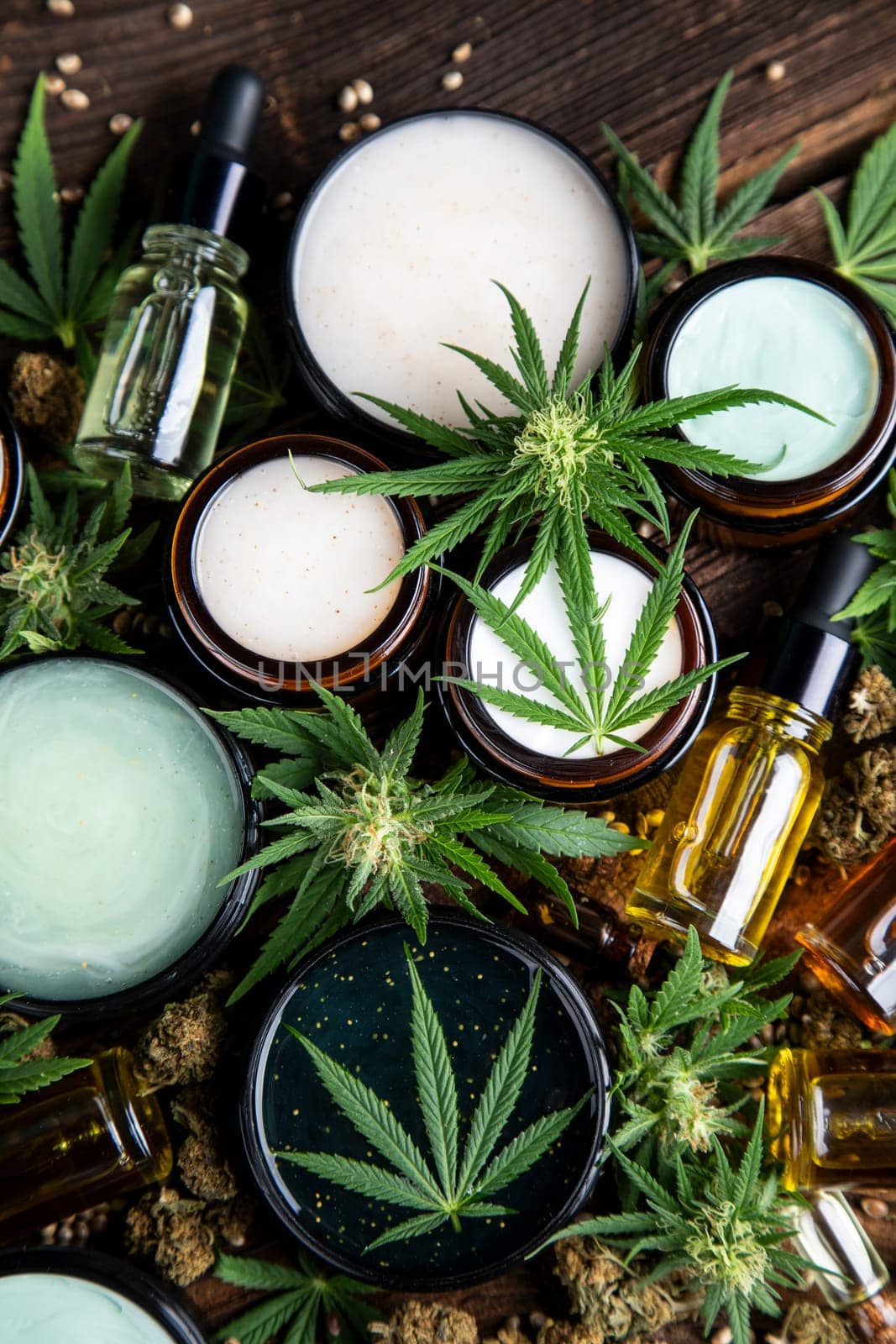 Cannabis cosmetics oil and medical marijuana