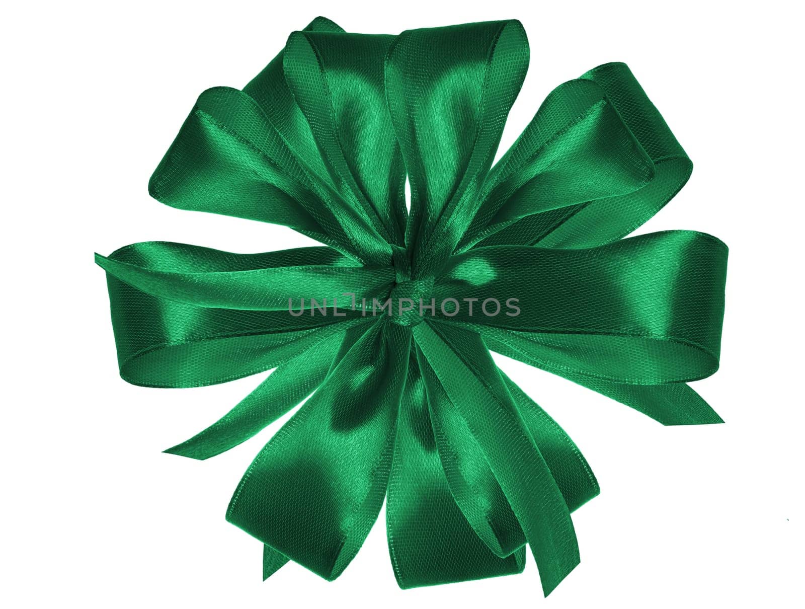 Green bow for decoration on isolated background