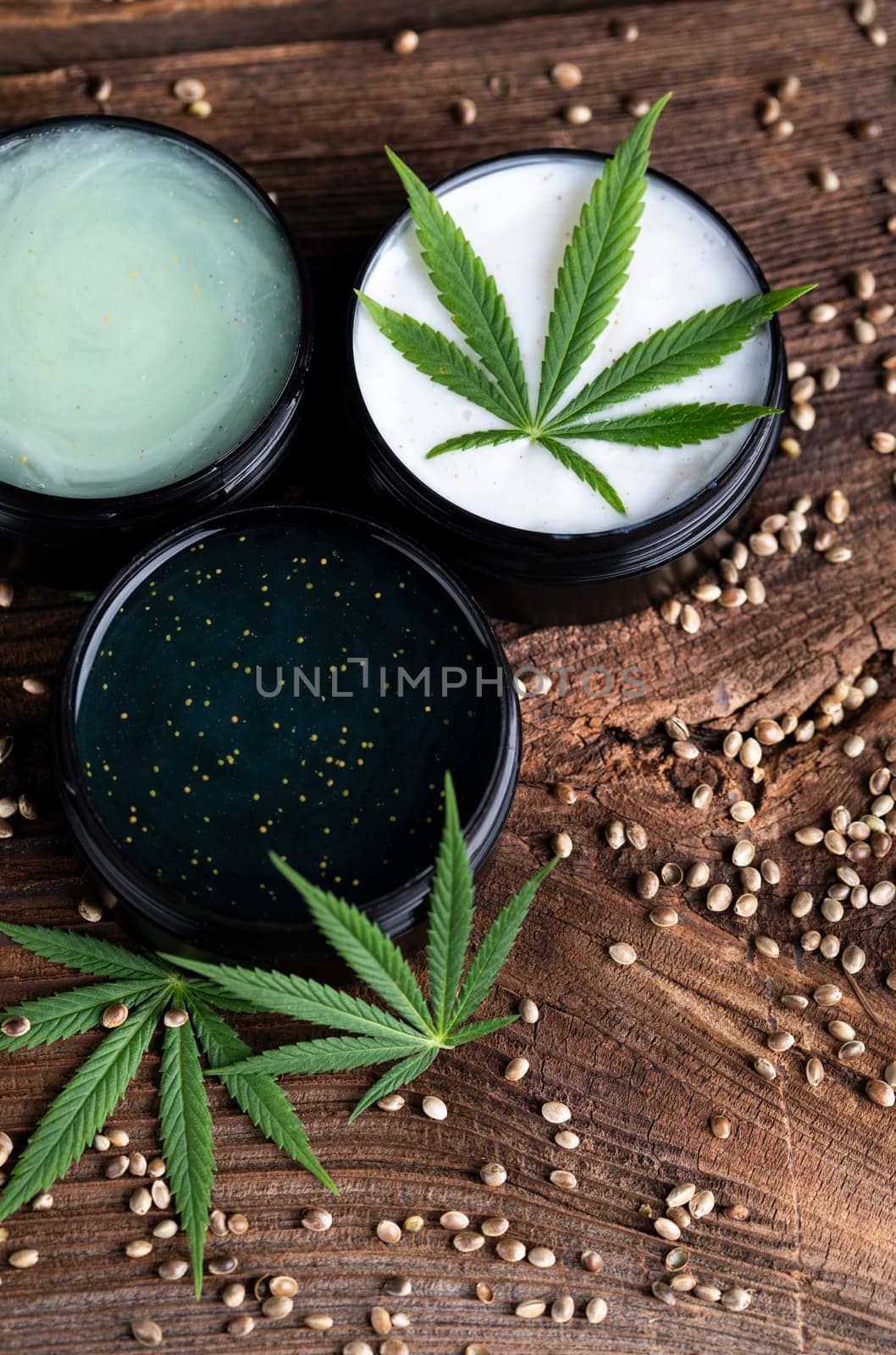 Cosmetics hemp, medical marijuana concept