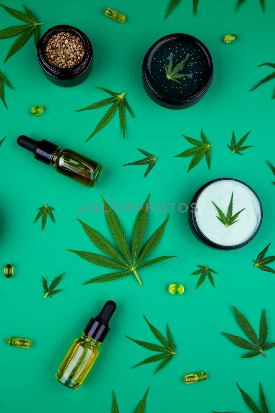 Cosmetics hemp, medical marijuana concept