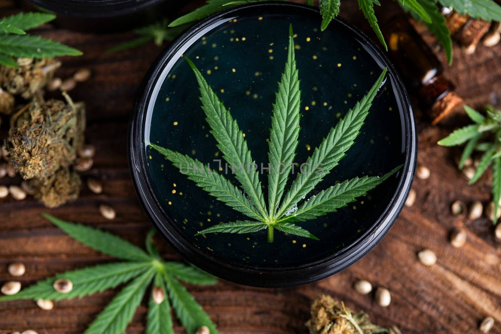 Cosmetics hemp, medical marijuana concept