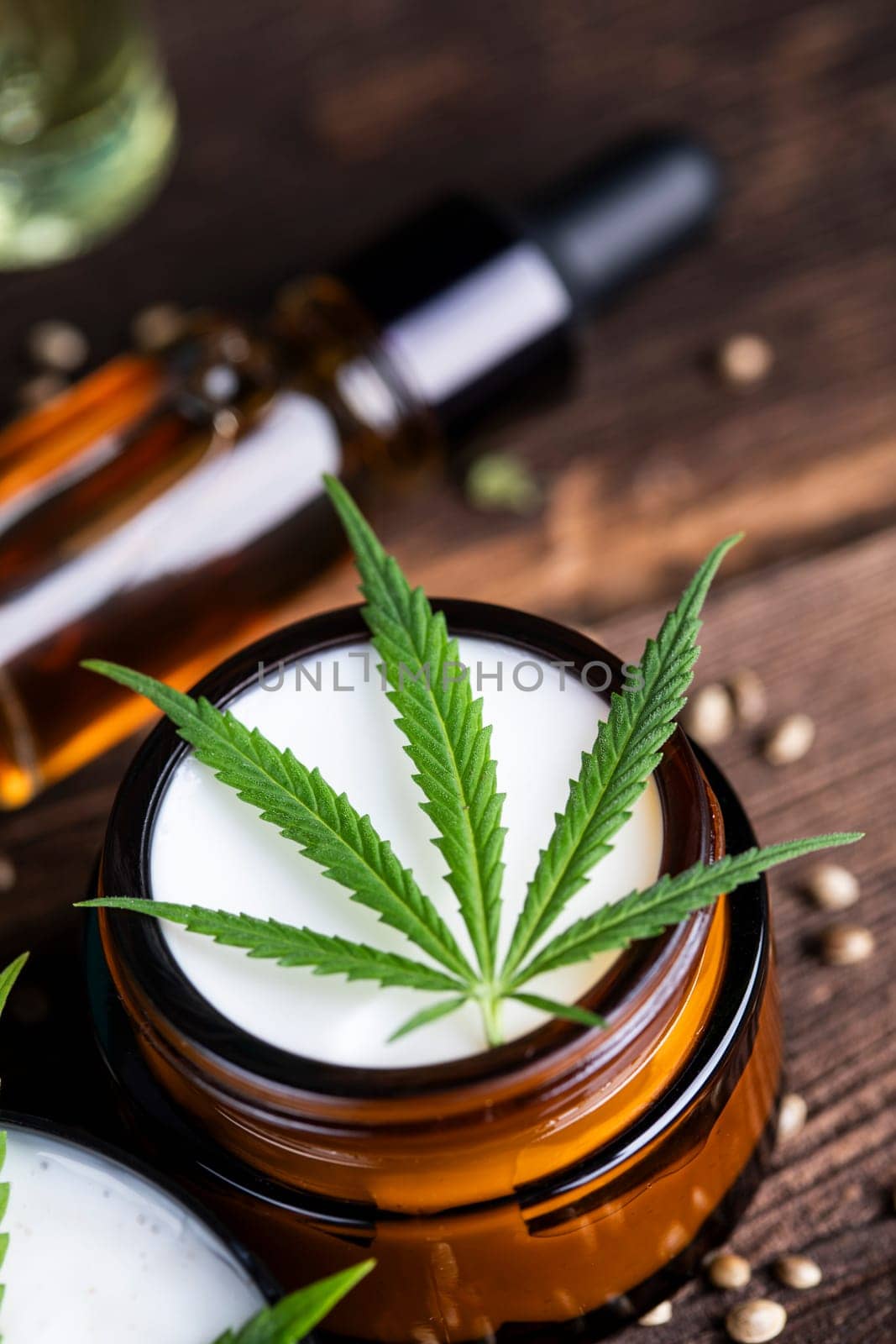 Cosmetics hemp, medical marijuana concept