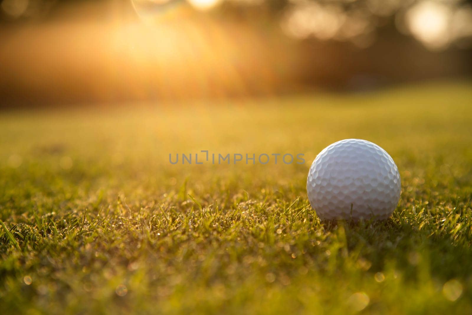 Golf ball, course on a sunny day