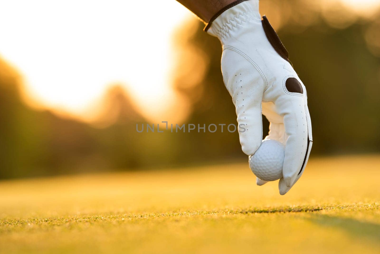 Golf course with ball and grass on close up of a hand     ,grass,golfer,golfing,sky,nature,ball,object,play,blue,fairway,closeup,club,outdoor     ,competition,recreation,background,color,summer